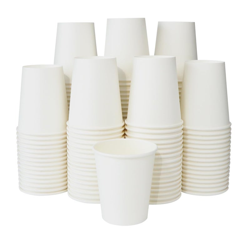 CantaGreen 200 Count 8 OZ Heavy-duty White Paper Coffee Cups, Disposable Hot and Cold Cup - Image 4